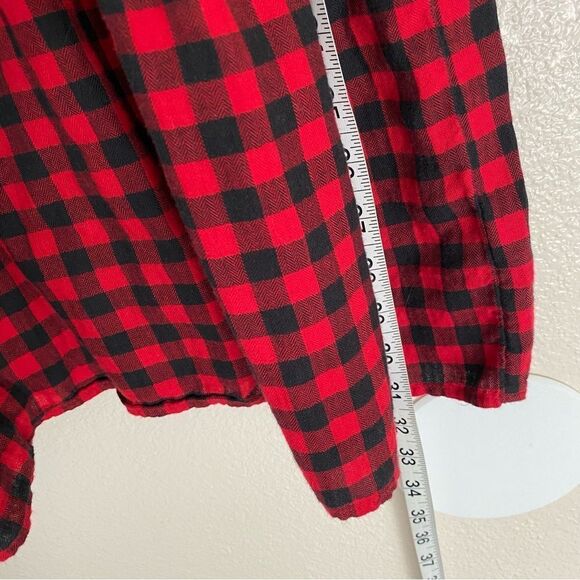 Gap Embroidered red Christmas Plaid button up ruffle shirt Dress girls XL - Picture 10 of 11